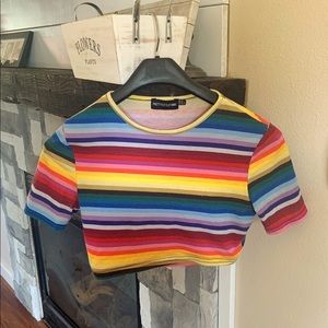PRETTYLITTLETHING rainbow crop top